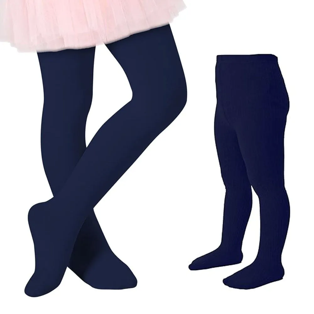 6pk Ballet Tights Footed Stockings Girls Dance Toddler Uniform Navy Medium 4-6