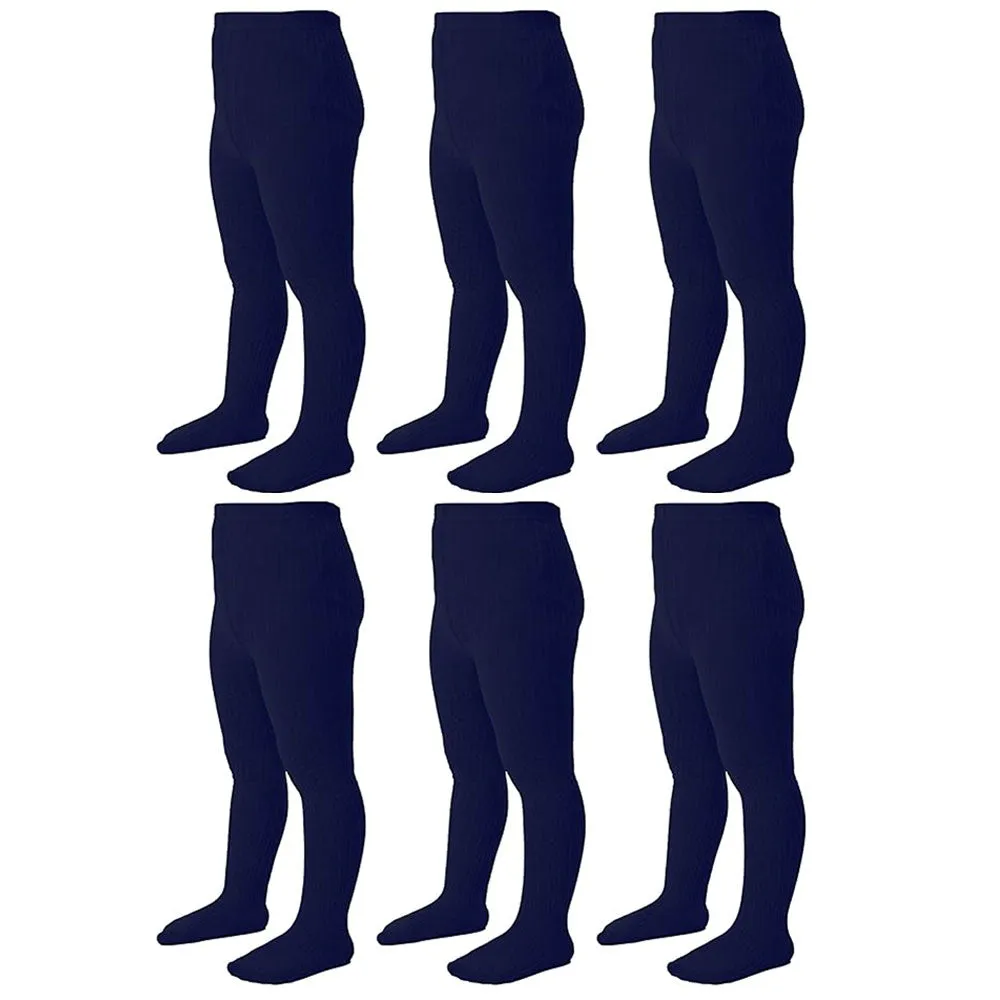 6pk Ballet Tights Footed Stockings Girls Dance Toddler Uniform Navy Medium 4-6