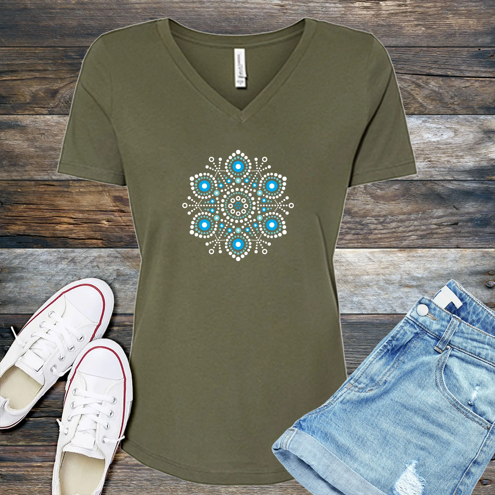 Abstract Snowflake V-Neck