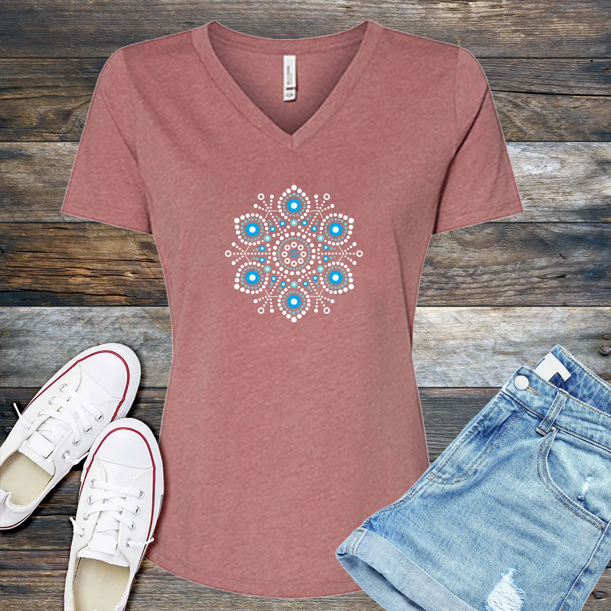 Abstract Snowflake V-Neck