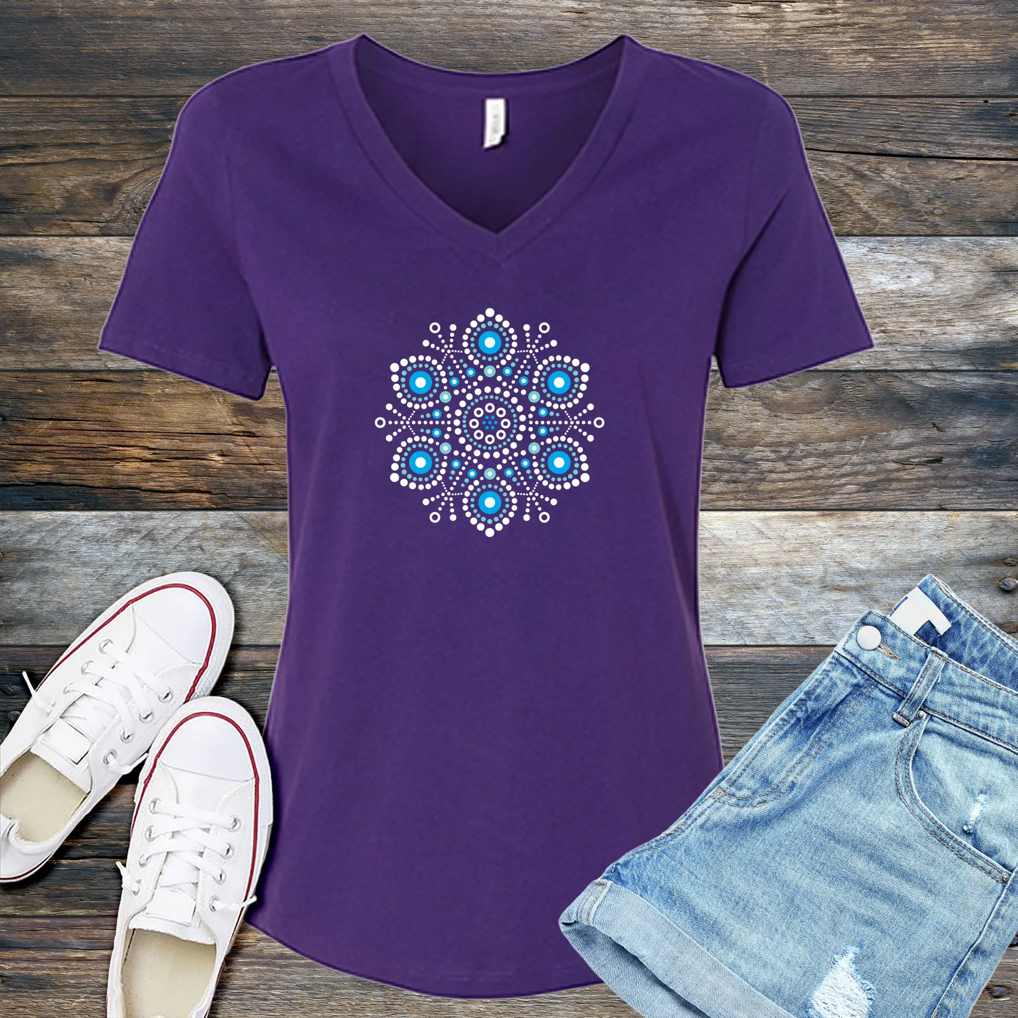 Abstract Snowflake V-Neck