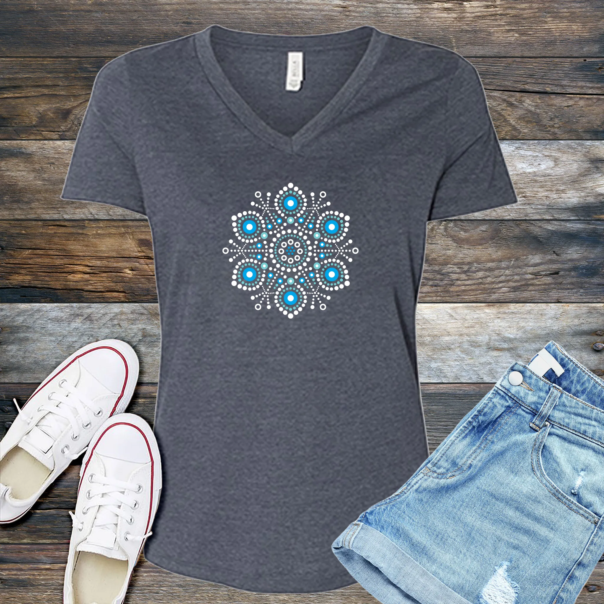 Abstract Snowflake V-Neck