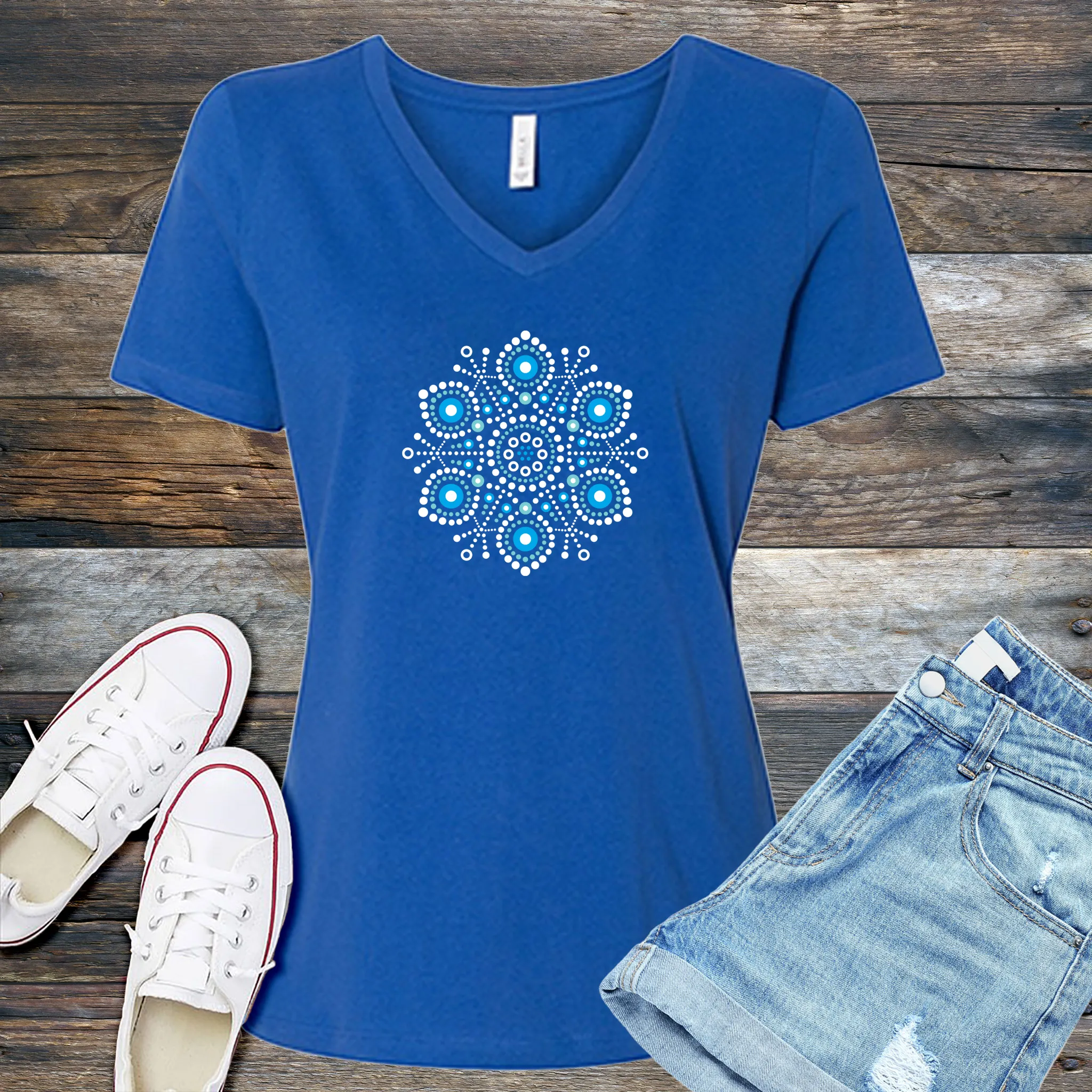 Abstract Snowflake V-Neck