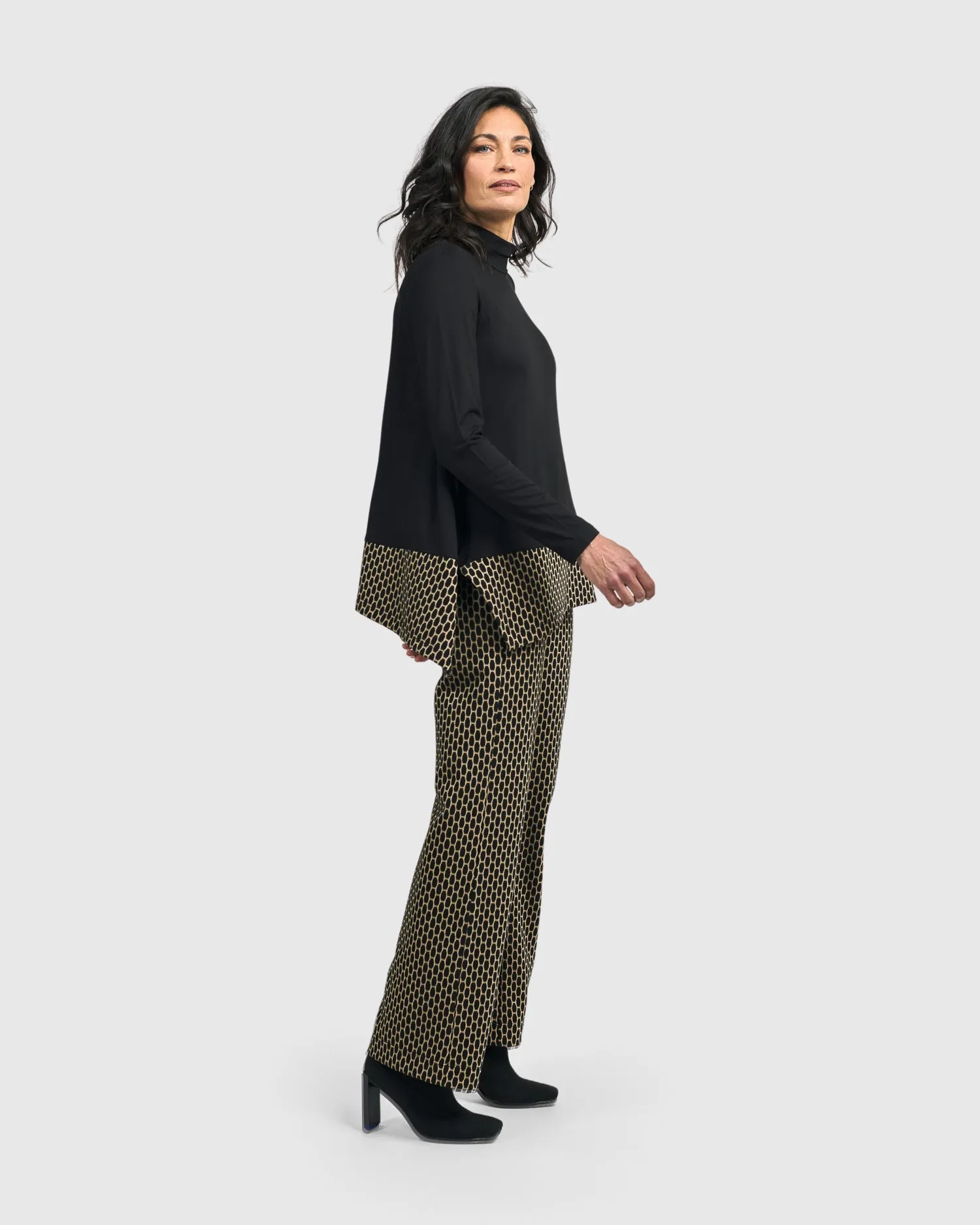 ALEMBIKA - BLACK TUNIC W/PRINT PATTERN