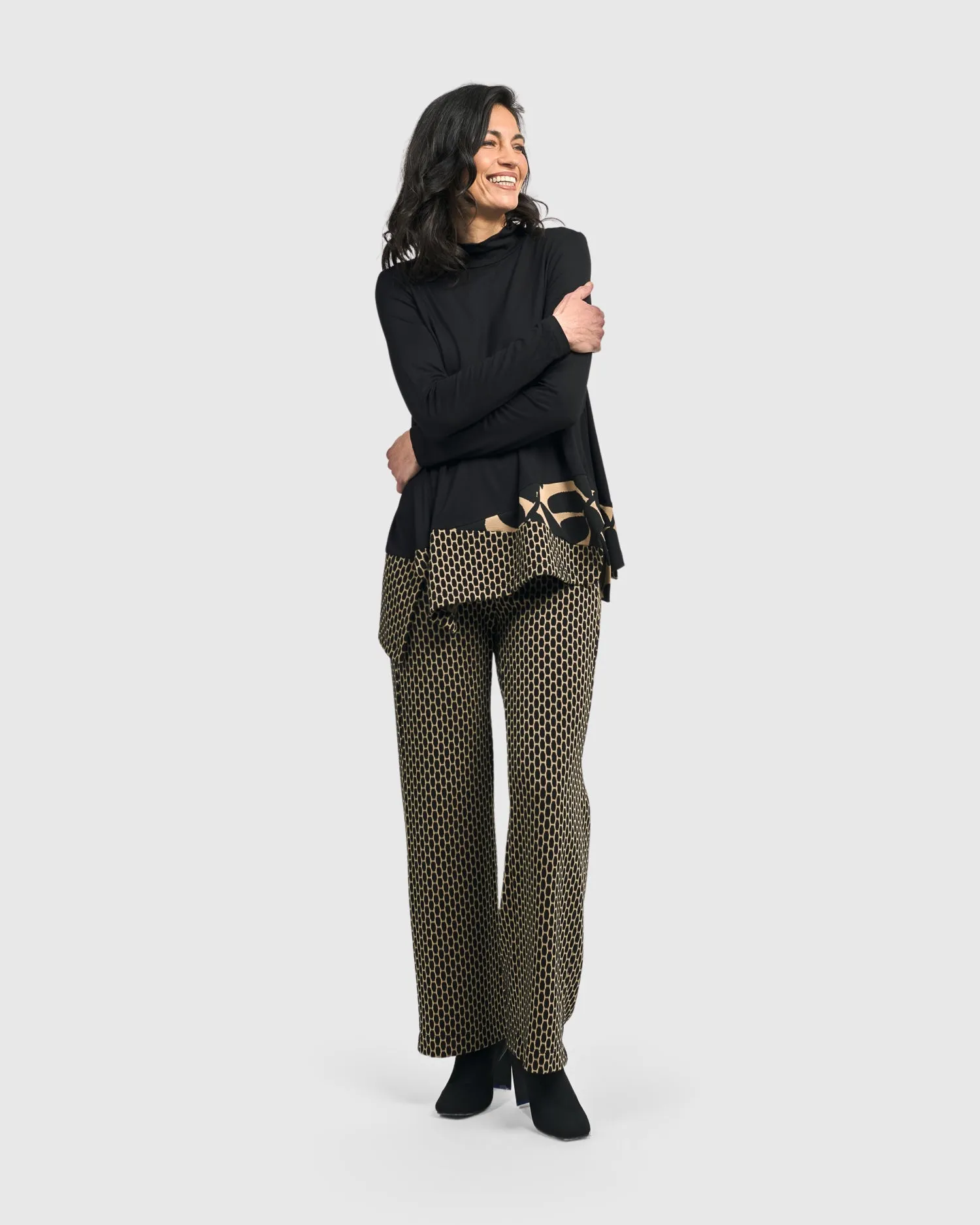 ALEMBIKA - BLACK TUNIC W/PRINT PATTERN