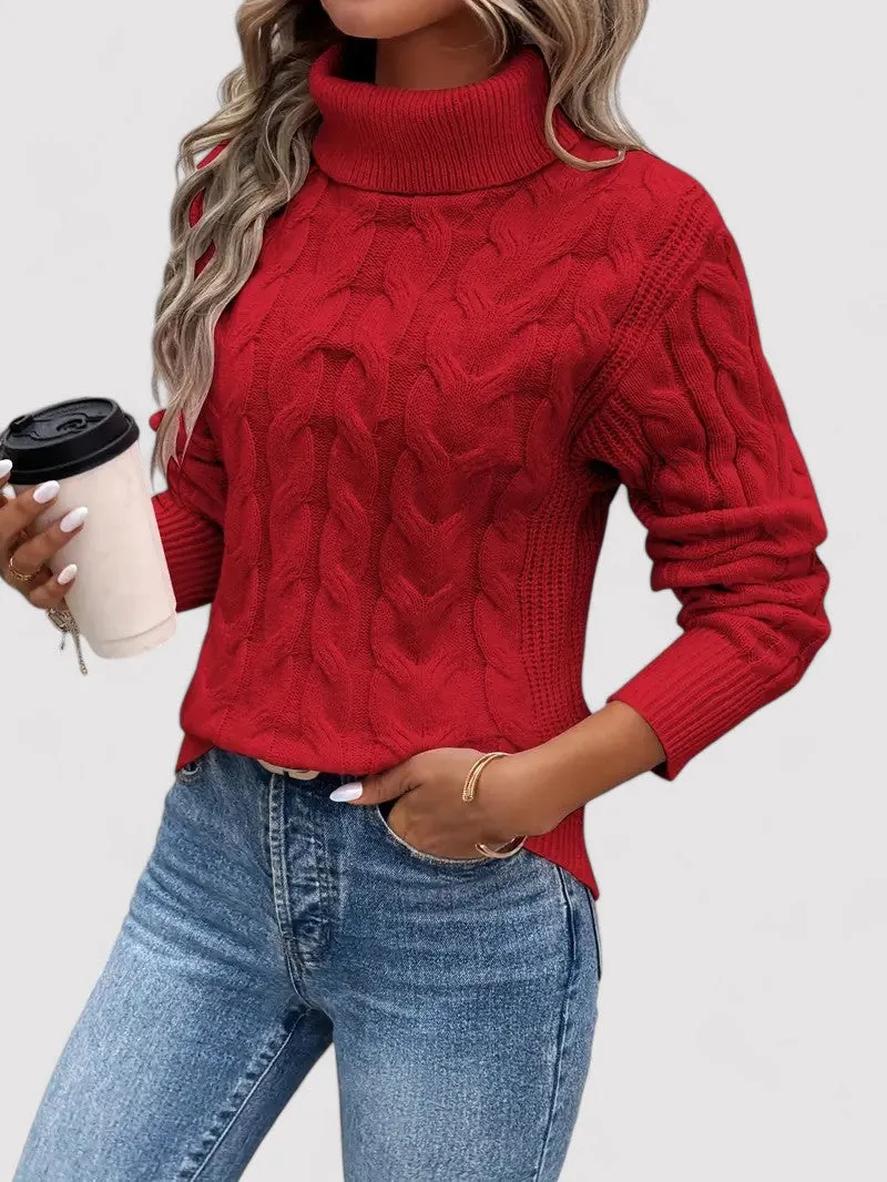 Ancien | Autumn Cable Knit Women's Turtleneck Sweater