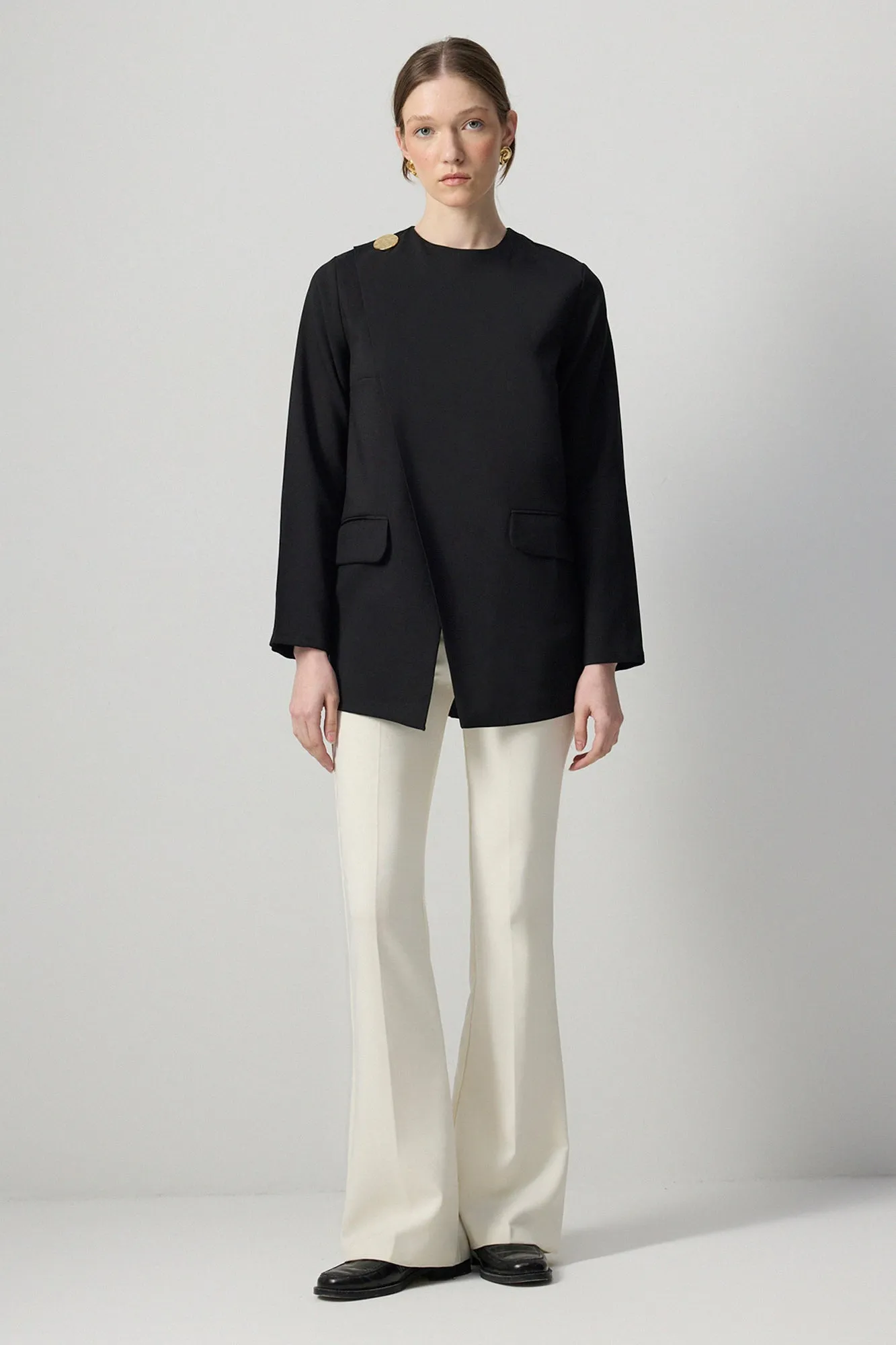 ASYMMETRIC CUT CREPE TUNIC