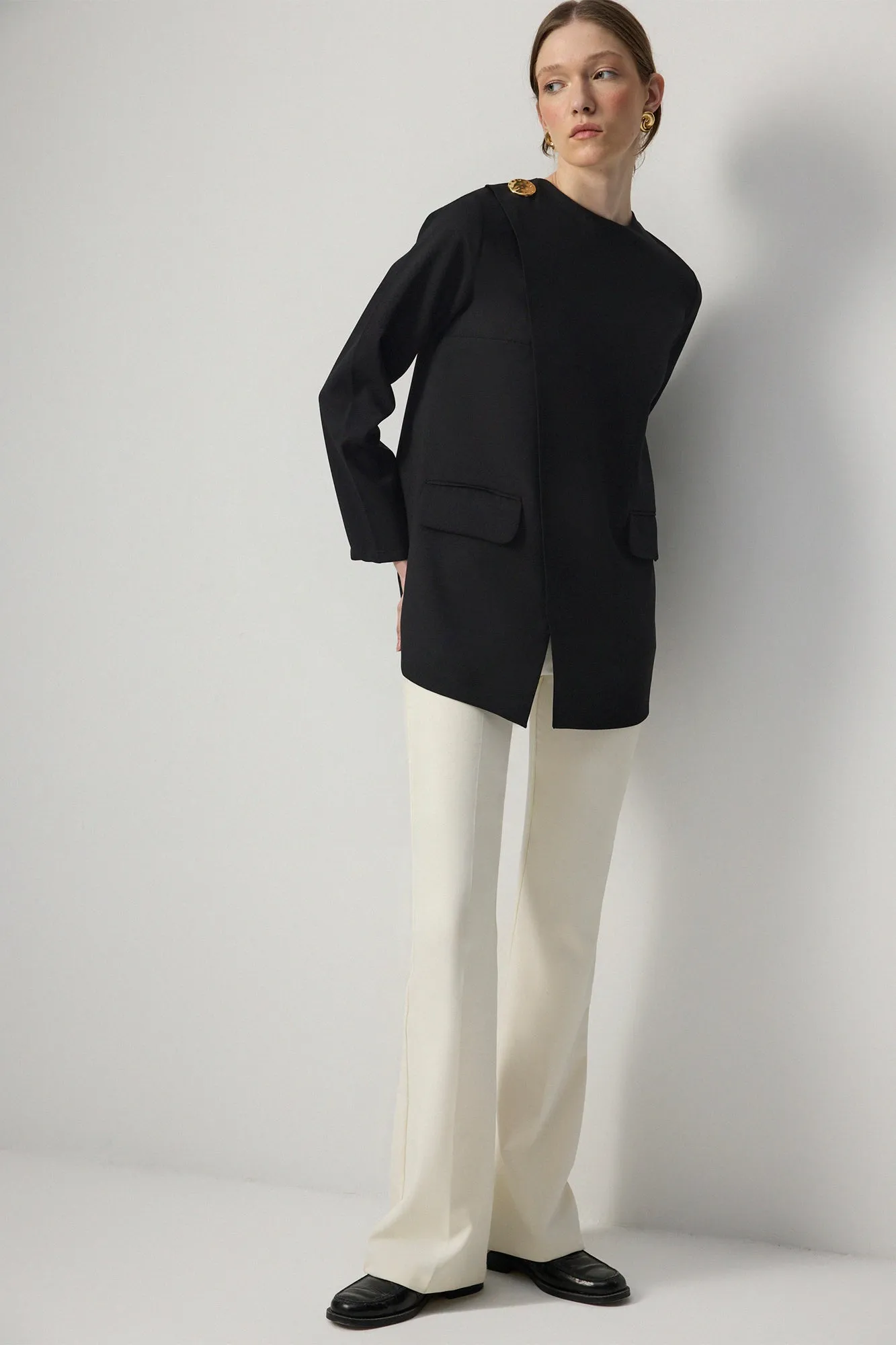 ASYMMETRIC CUT CREPE TUNIC