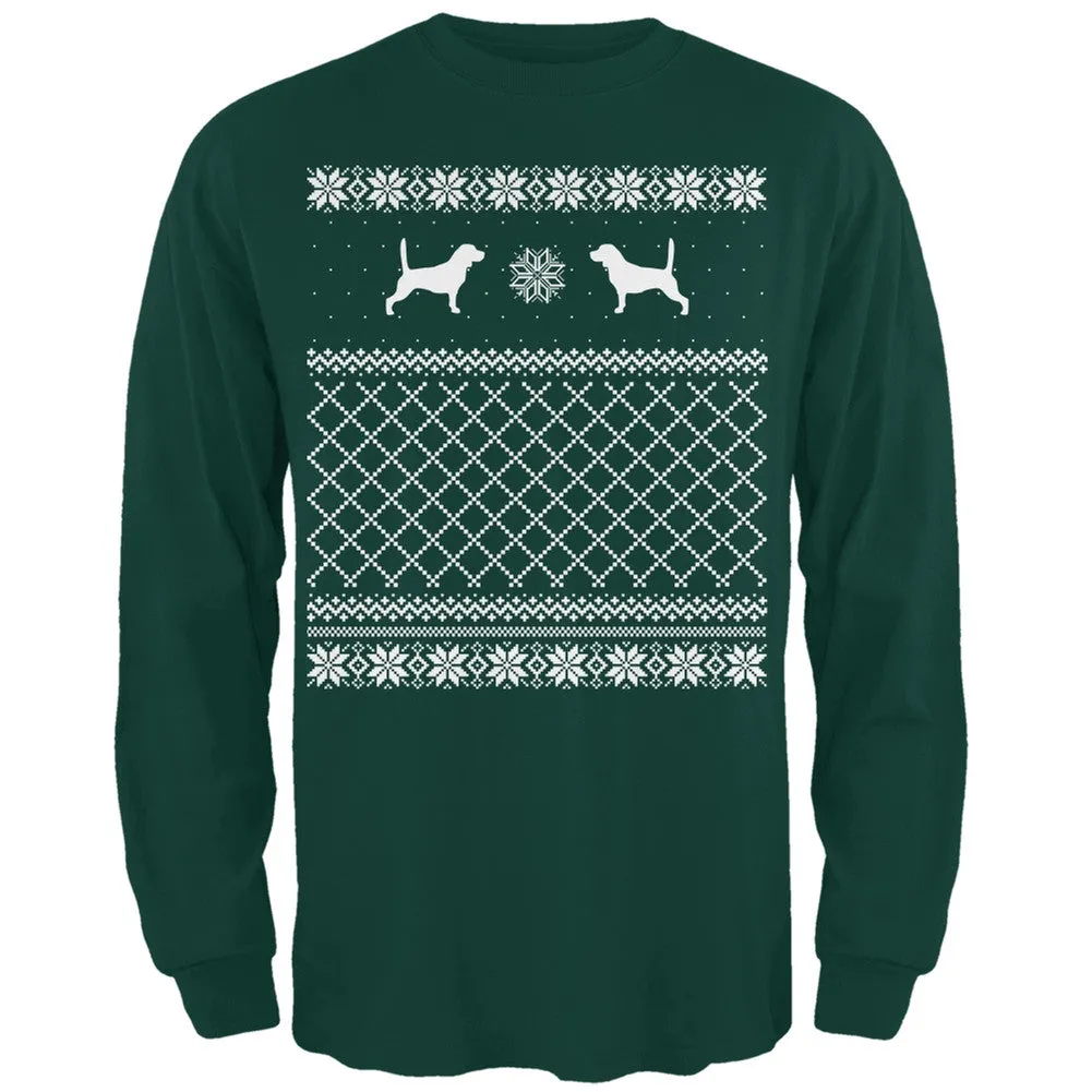 Beagle Ugly Christmas Sweater Forest Adult Long Sleeve T-Shirt