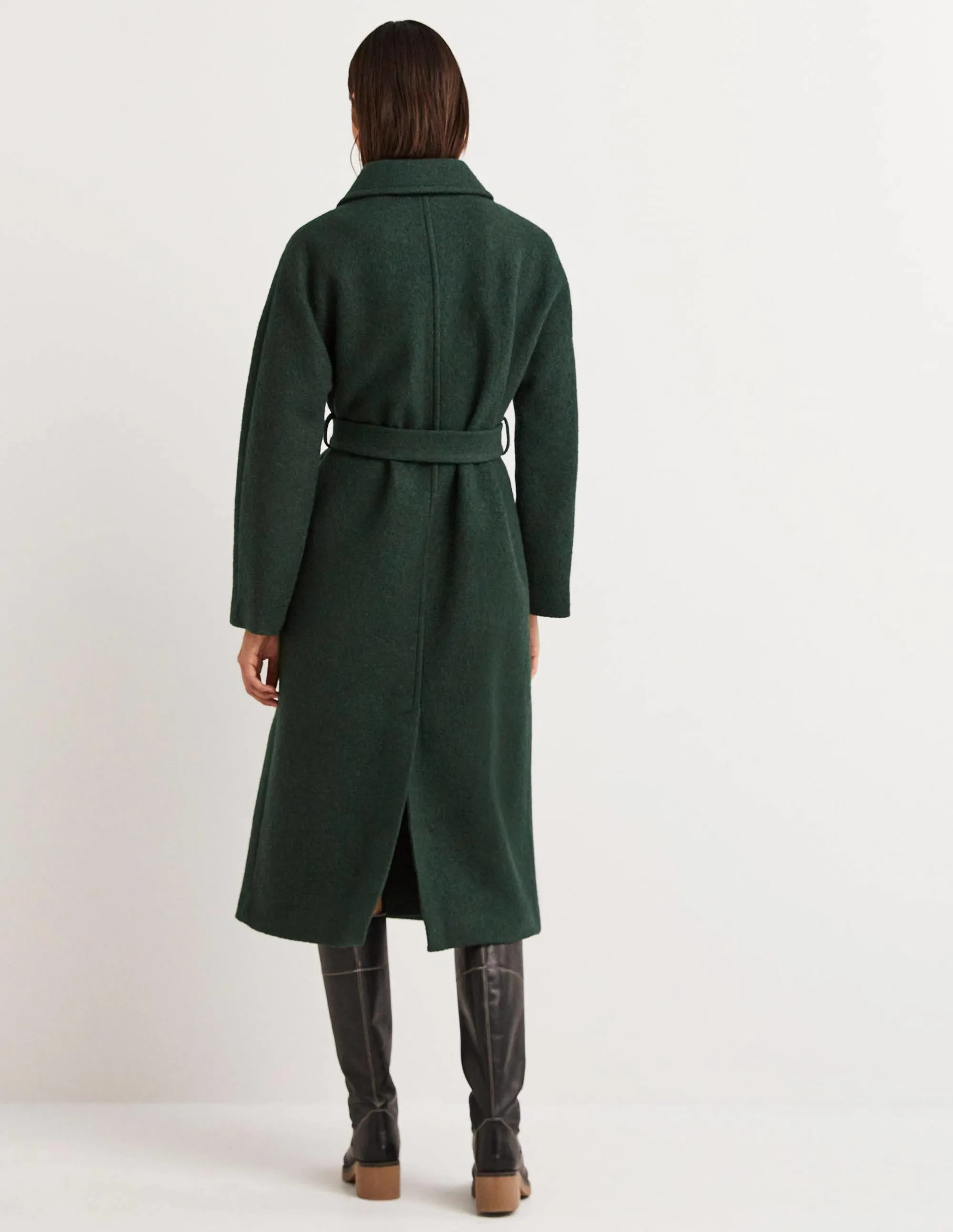 Belted Textured Wool Maxi Coat-Albete