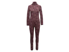 Black & Pink Prada 2021 Virgin Wool Knit Bodycon Jumpsuit Size IT 38