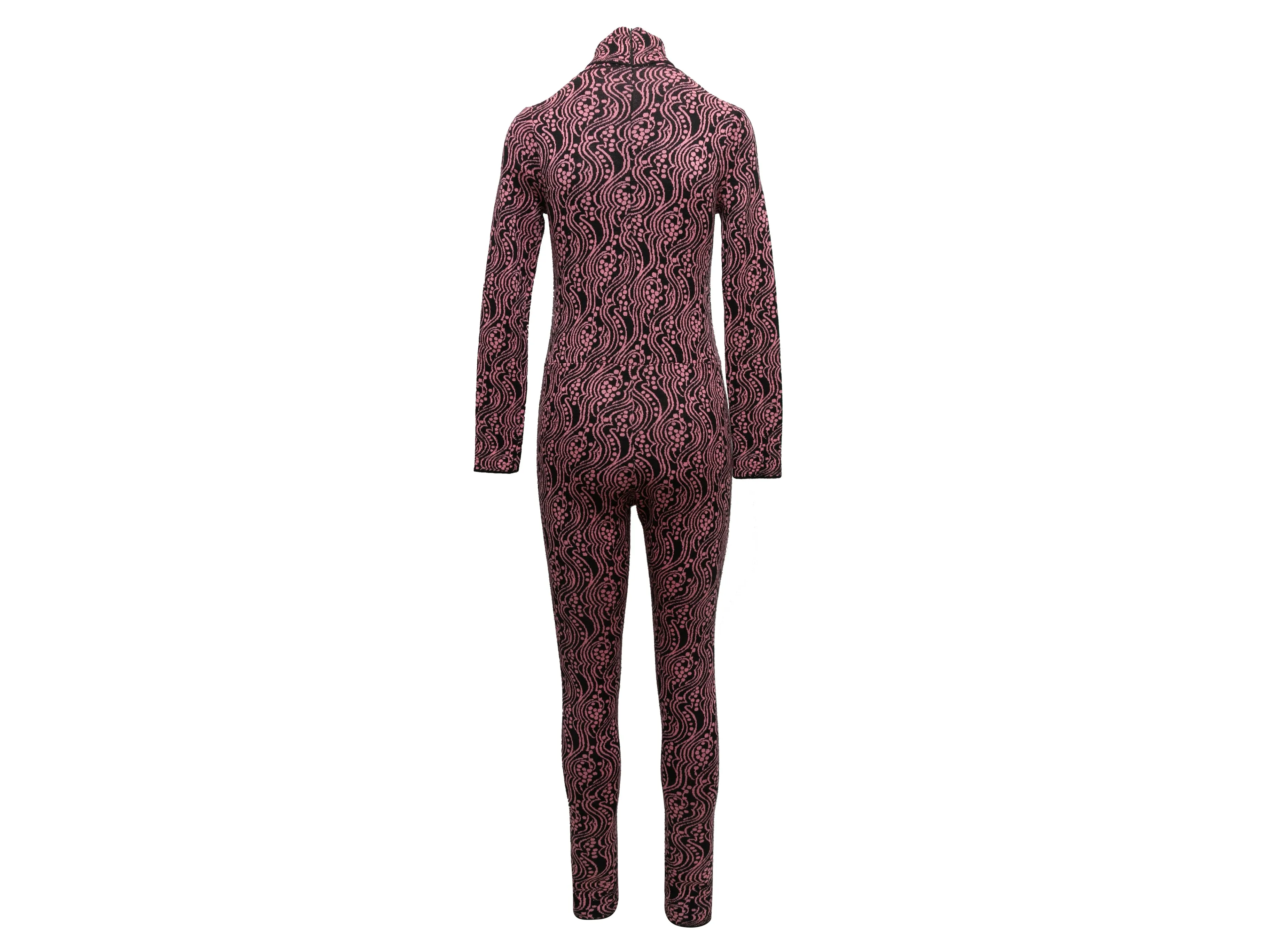 Black & Pink Prada 2021 Virgin Wool Knit Bodycon Jumpsuit Size IT 38