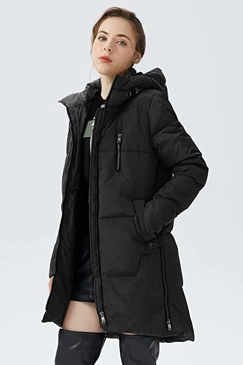 Black Ladies Winter Coats Stylish Ladies Down Coat with Hood - Orolay