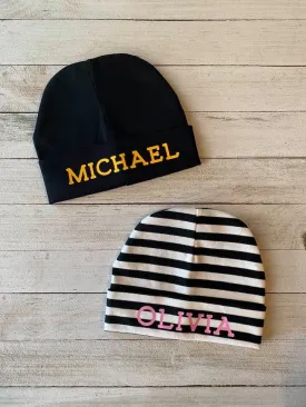 Black or Black and White Custom Baby Hat