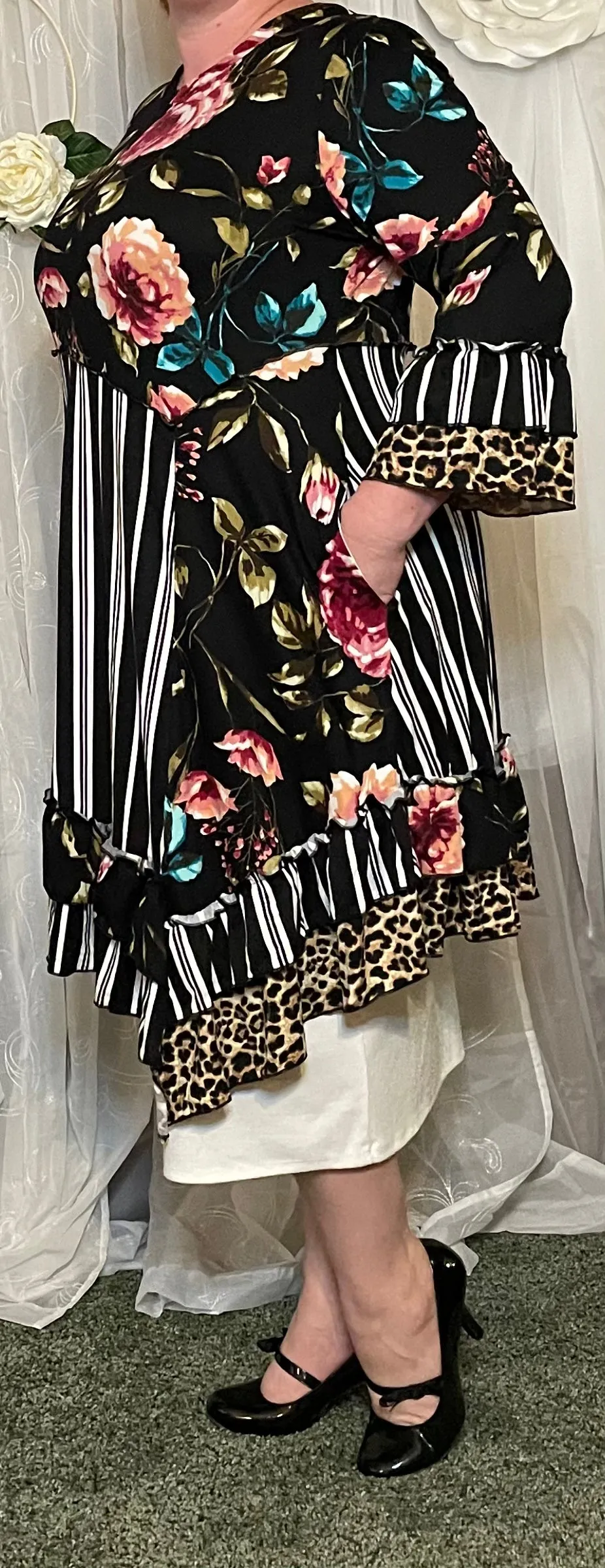 Black Stripe Floral Tunic