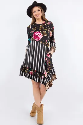 Black Stripe Floral Tunic