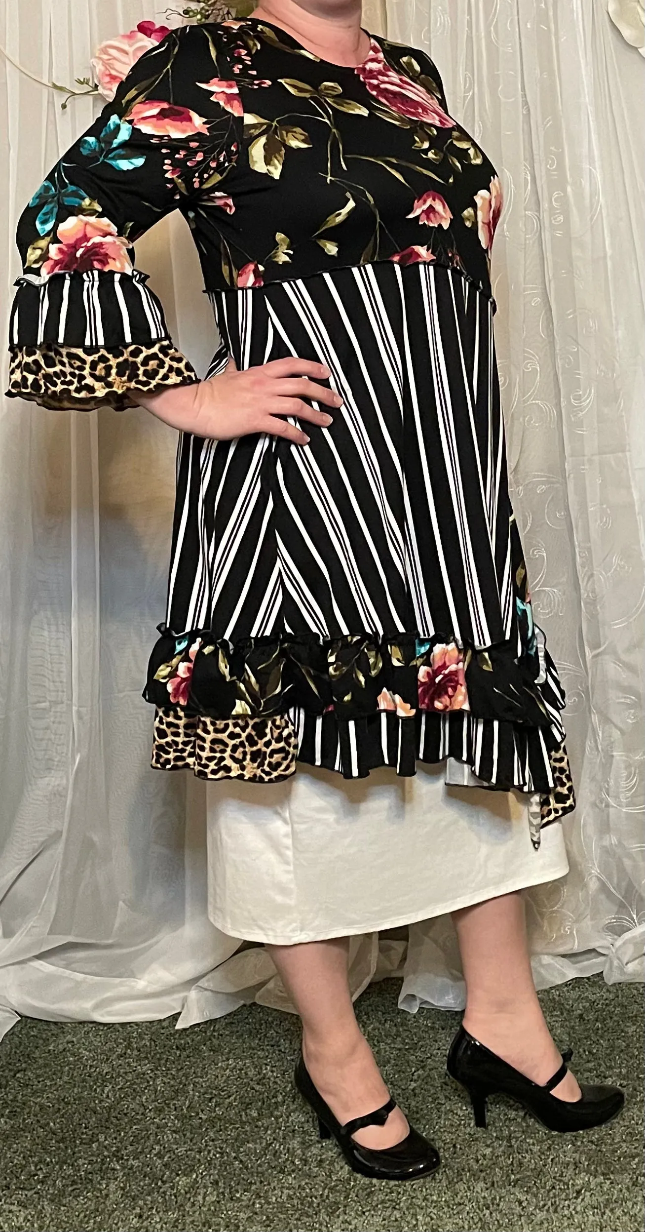 Black Stripe Floral Tunic