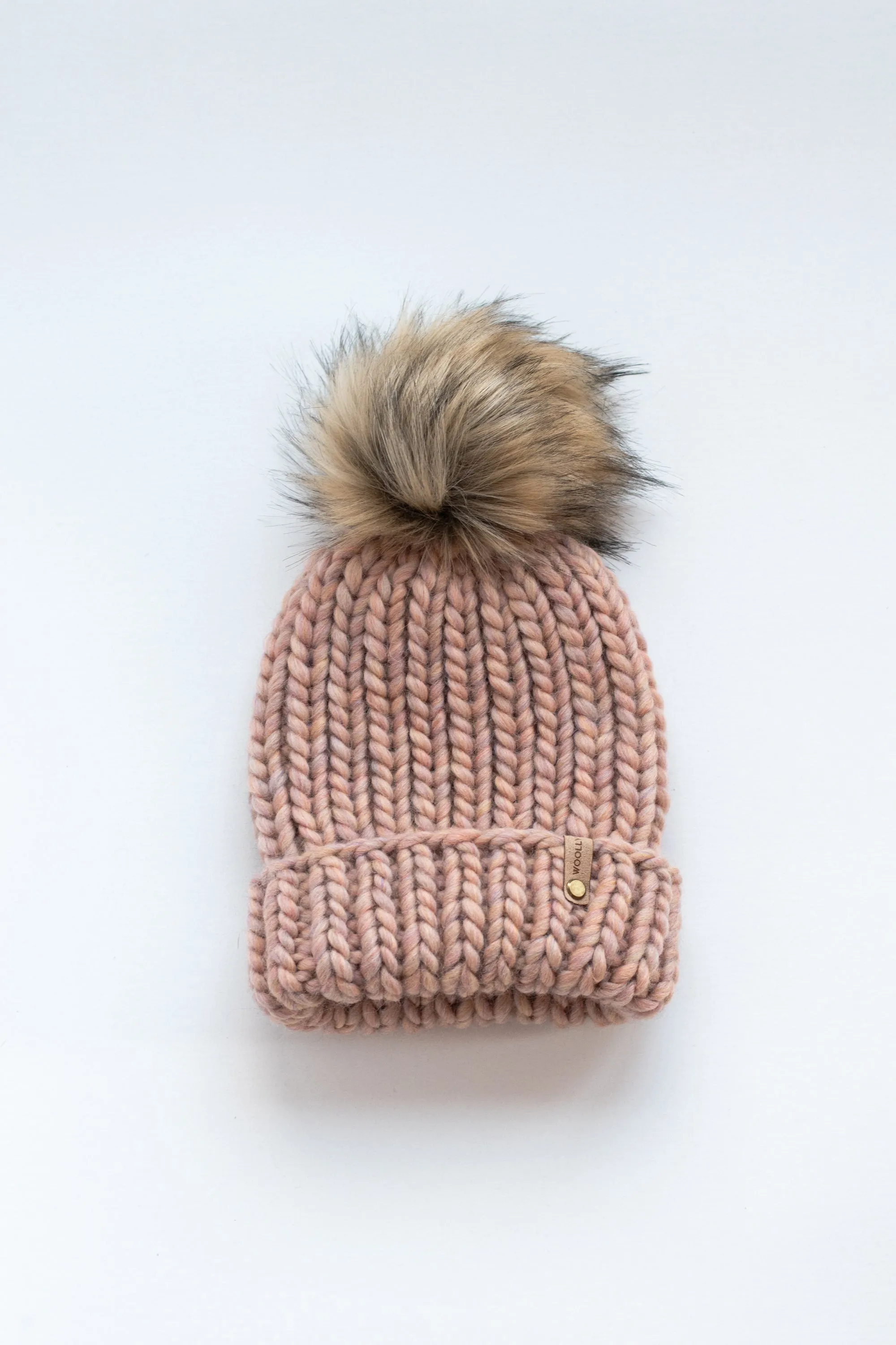 Blush Pink Peruvian Wool Ribbed Knit Hat