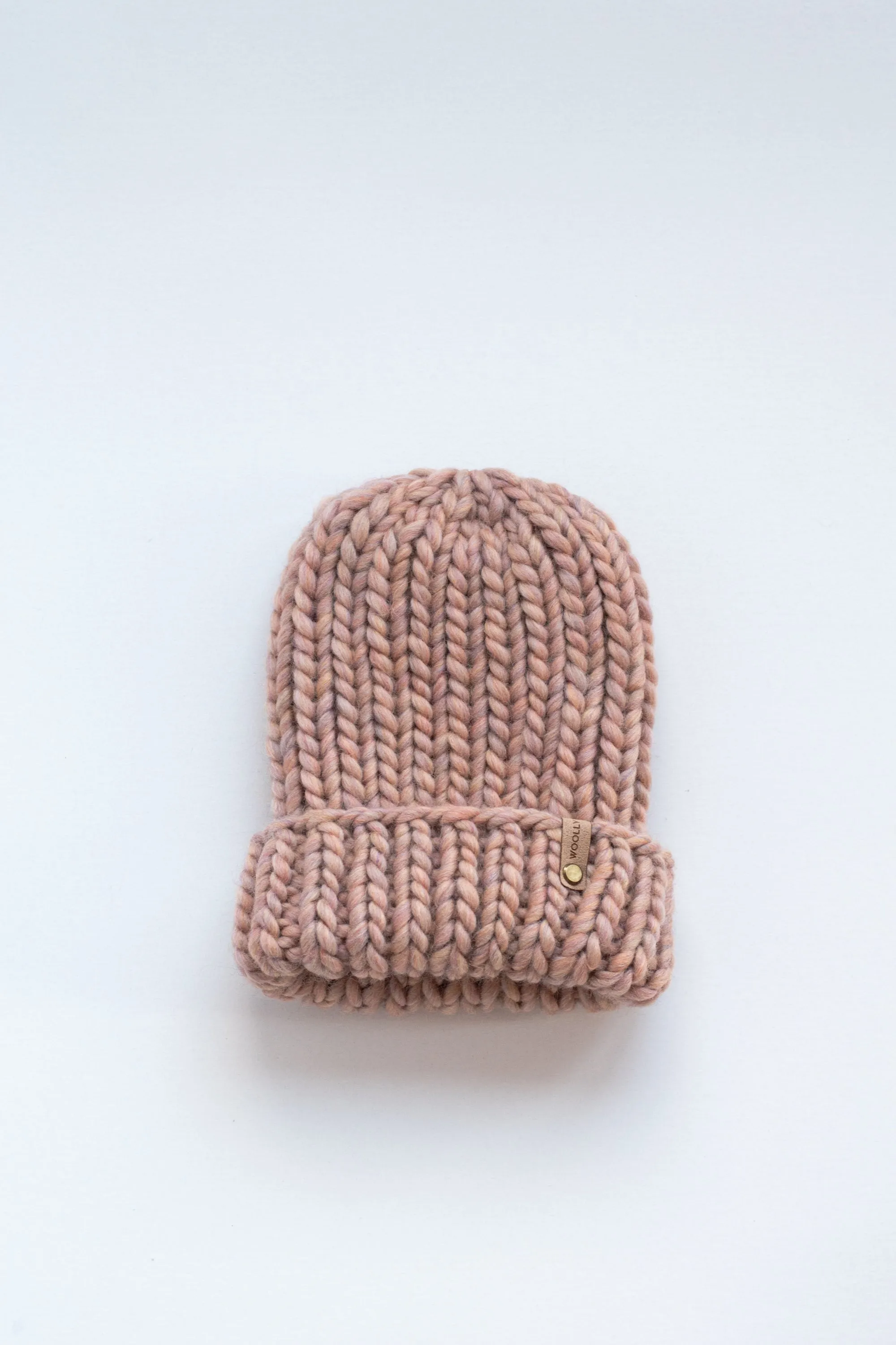 Blush Pink Peruvian Wool Ribbed Knit Hat