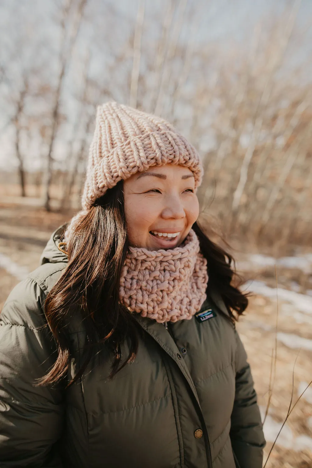 Blush Pink Peruvian Wool Ribbed Knit Hat