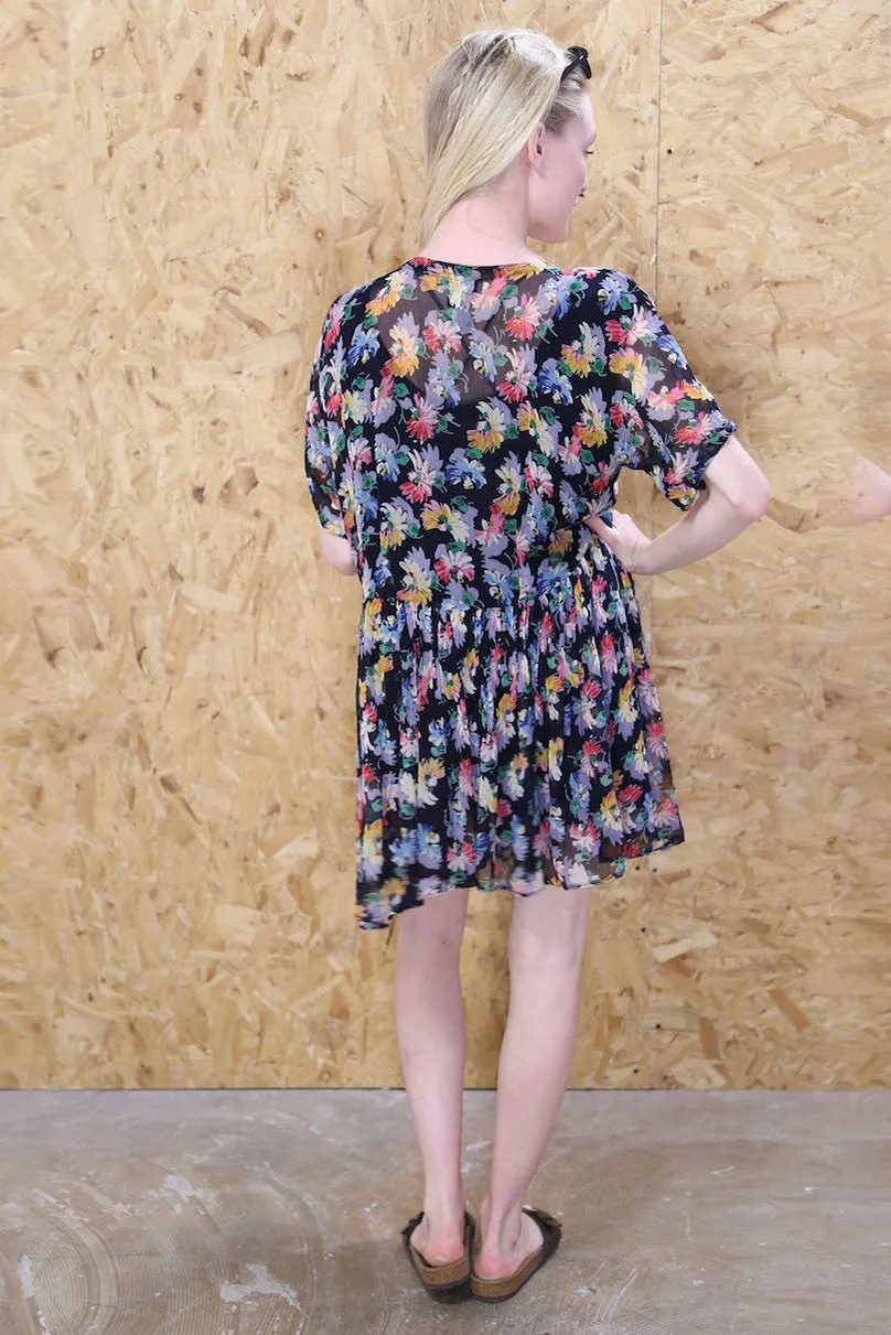 Bohemian Floral Smock Button Through Tea Dress