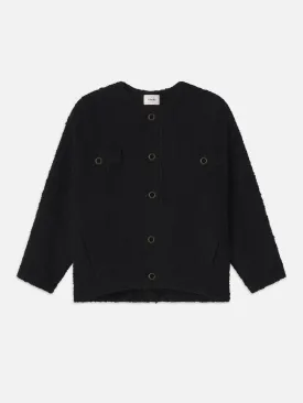 Cocoon Short Coat -- Black Multi