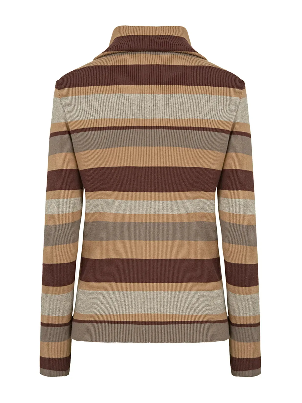 Contrast Stripe Turtleneck Knit Top