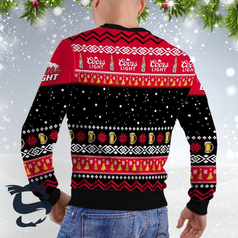 Coors Light Santa Reindeer Snowflake Sweater