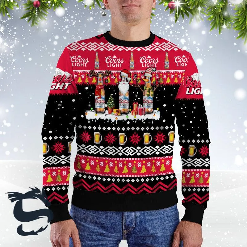 Coors Light Santa Reindeer Snowflake Sweater