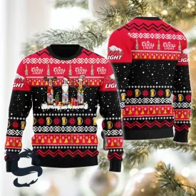 Coors Light Santa Reindeer Snowflake Sweater