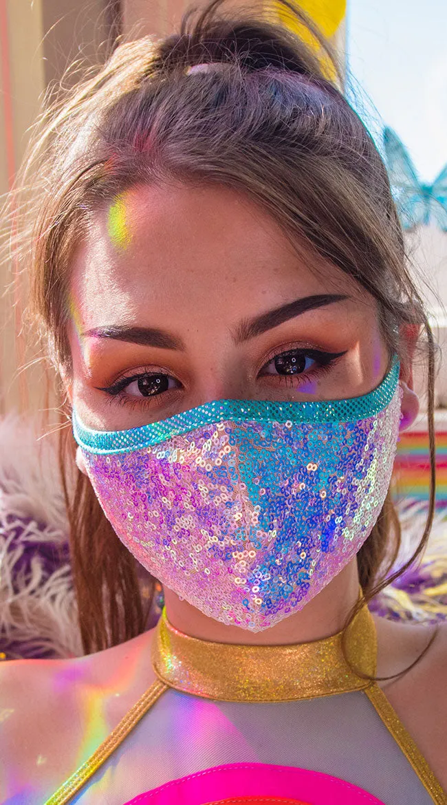 Cosmic Sequin Tailored Face Mask
