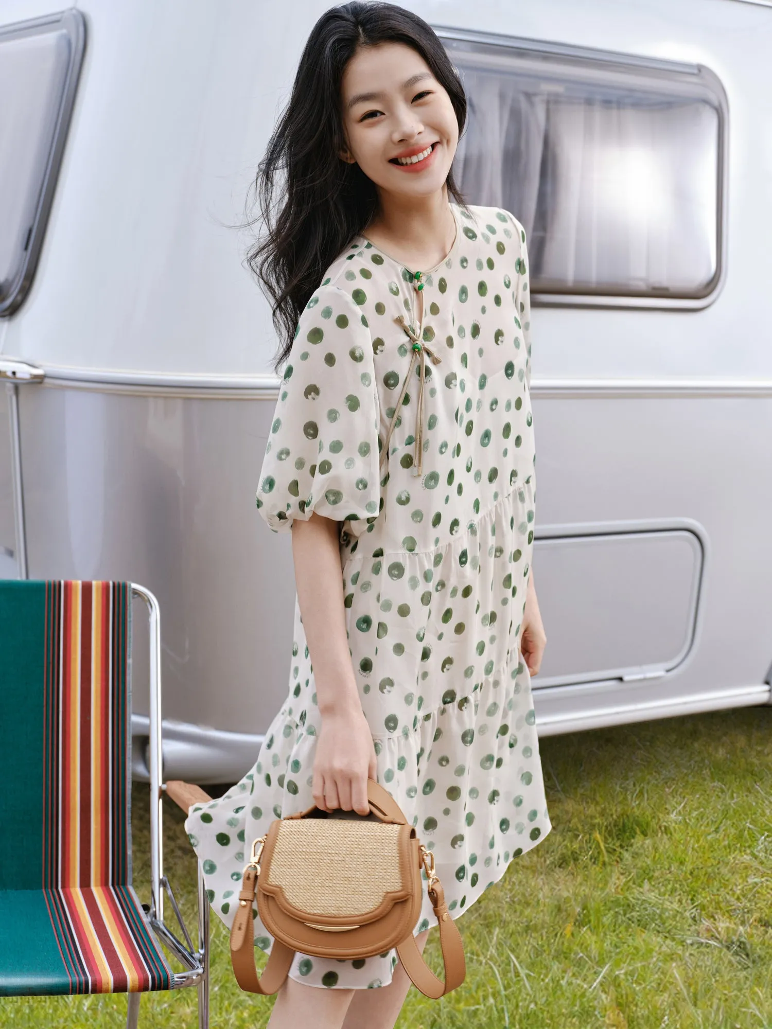 EP YAYING Silk Chiffon Dress