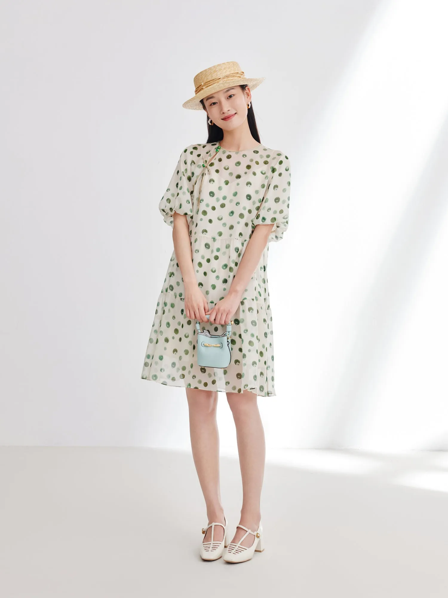 EP YAYING Silk Chiffon Dress