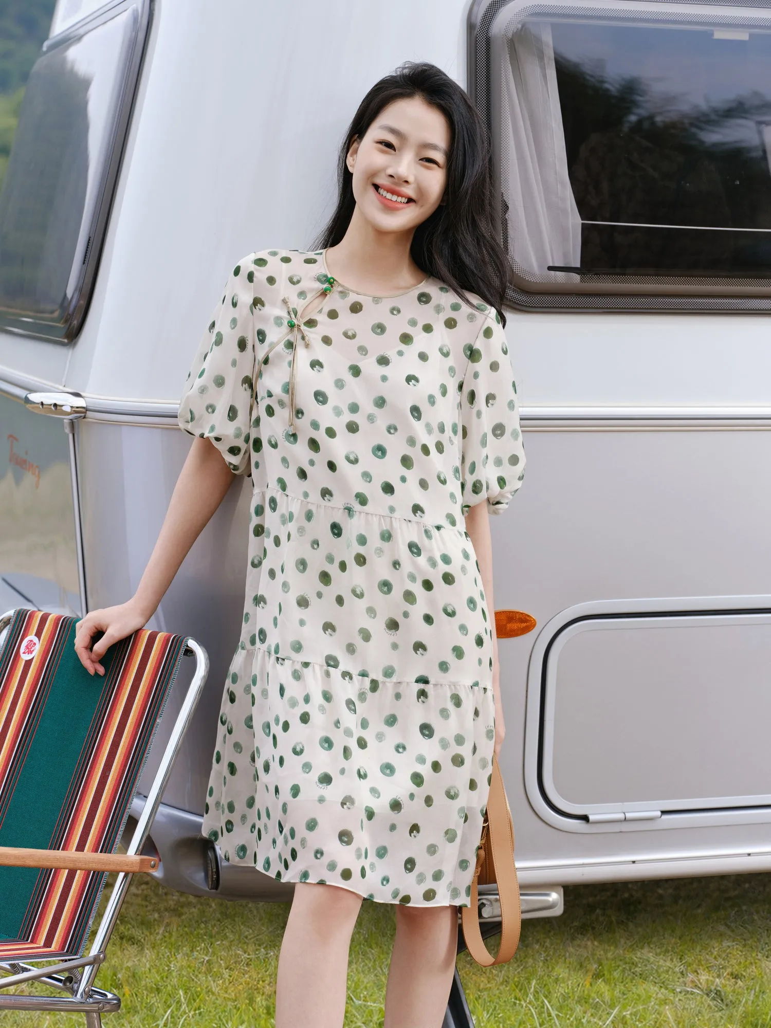 EP YAYING Silk Chiffon Dress