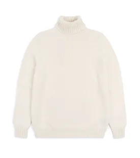 Fedeli Derby Cashmere Roll Neck Sweater: Off White