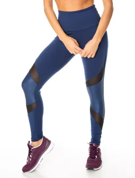 Gloss Panel Supplex Compress F/L Tights - Navy