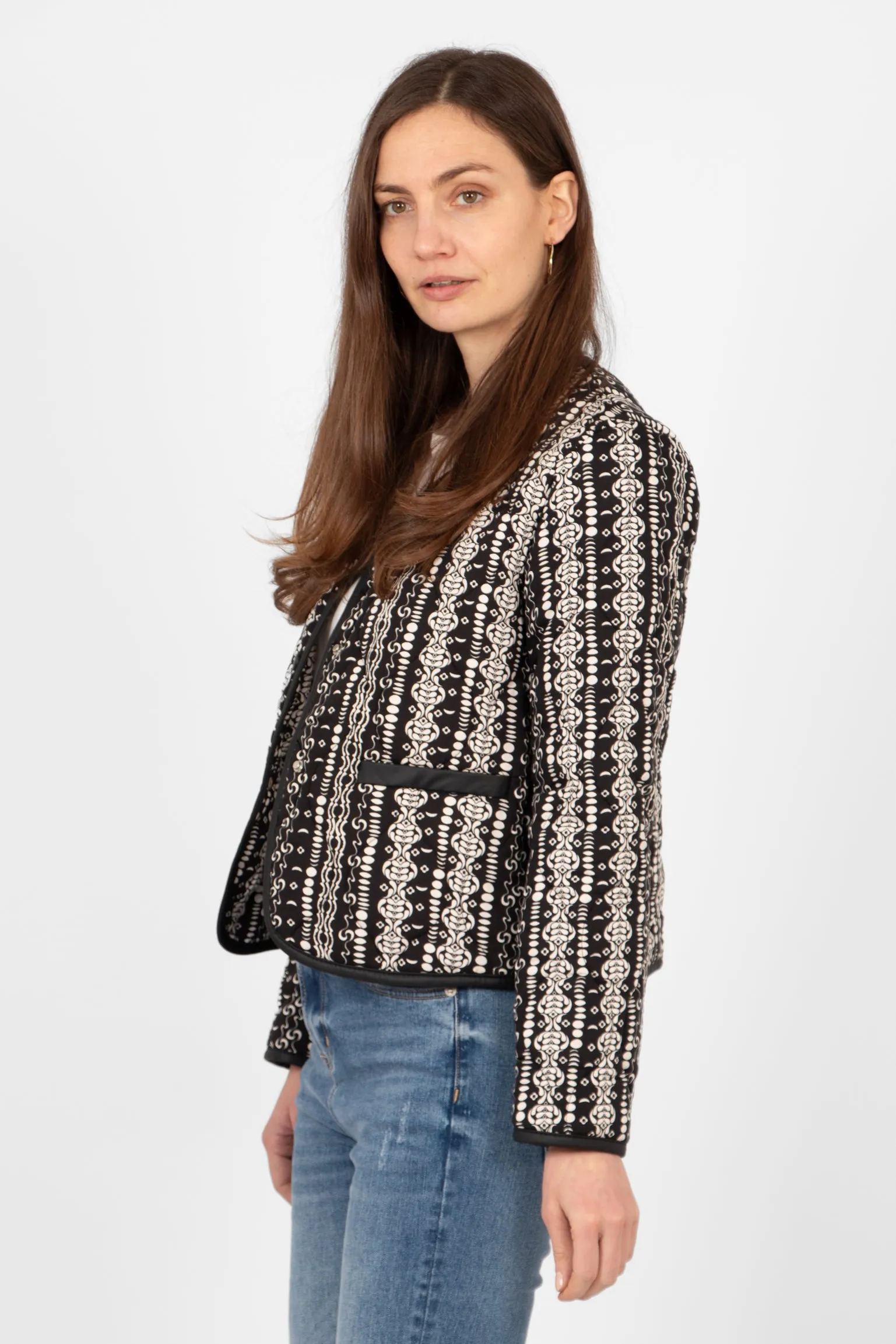 Greta Lightweight Box Jacket - Black, Moroccan Style