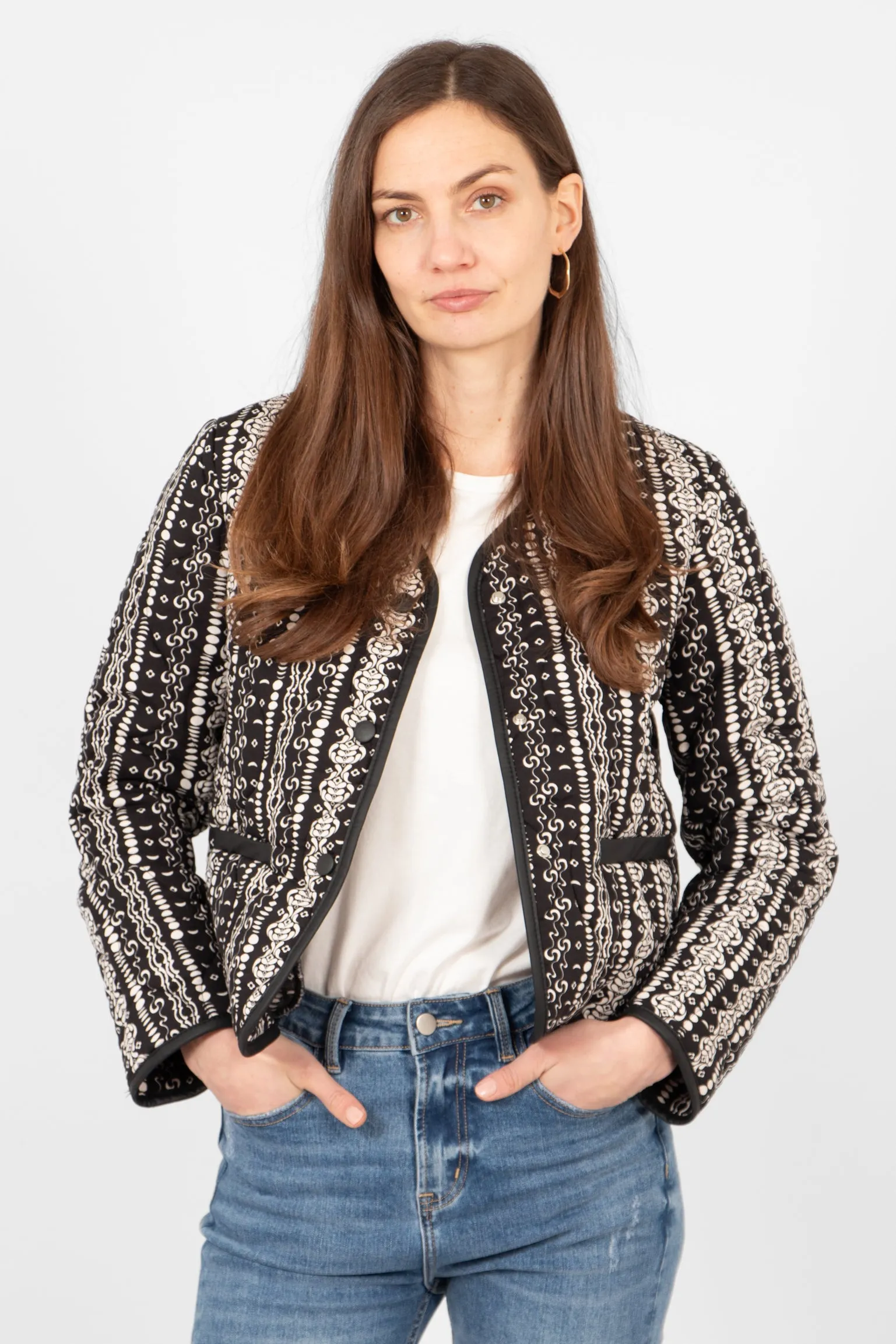Greta Lightweight Box Jacket - Black, Moroccan Style