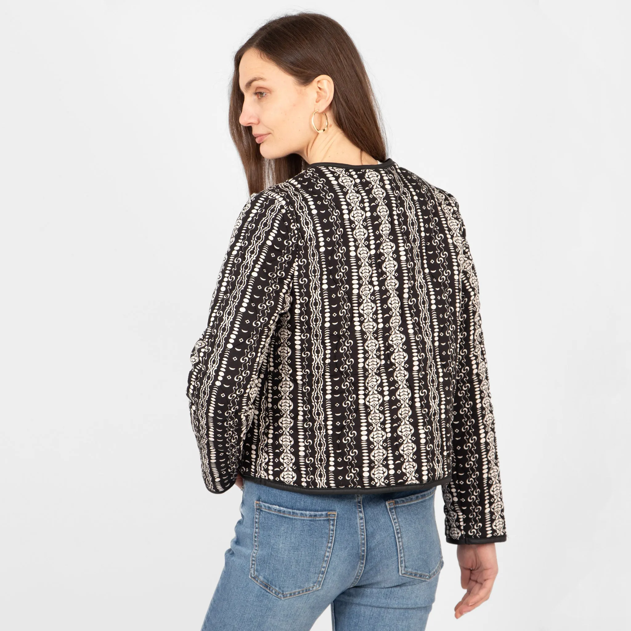 Greta Lightweight Box Jacket - Black, Moroccan Style