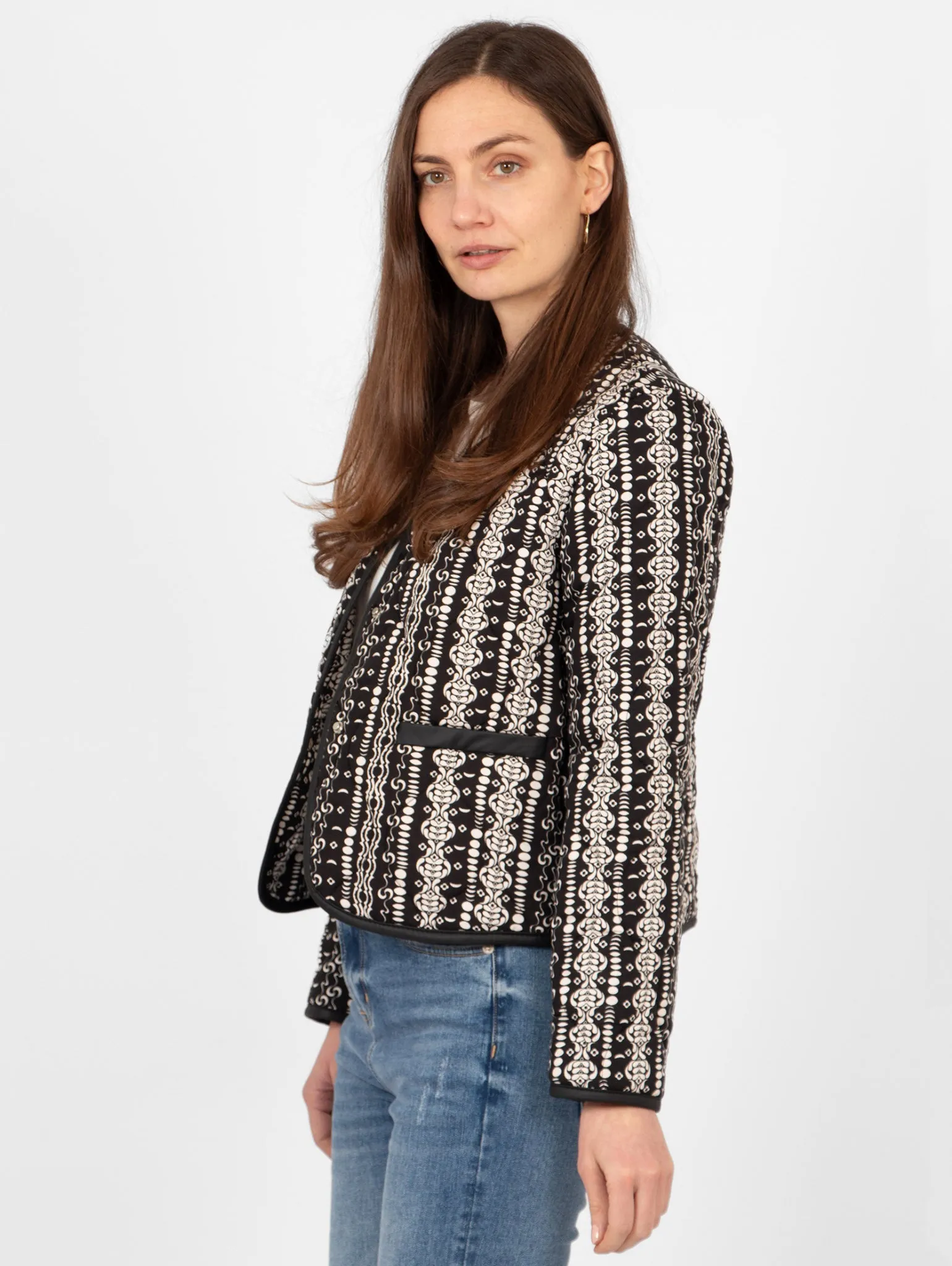 Greta Lightweight Box Jacket - Black, Moroccan Style