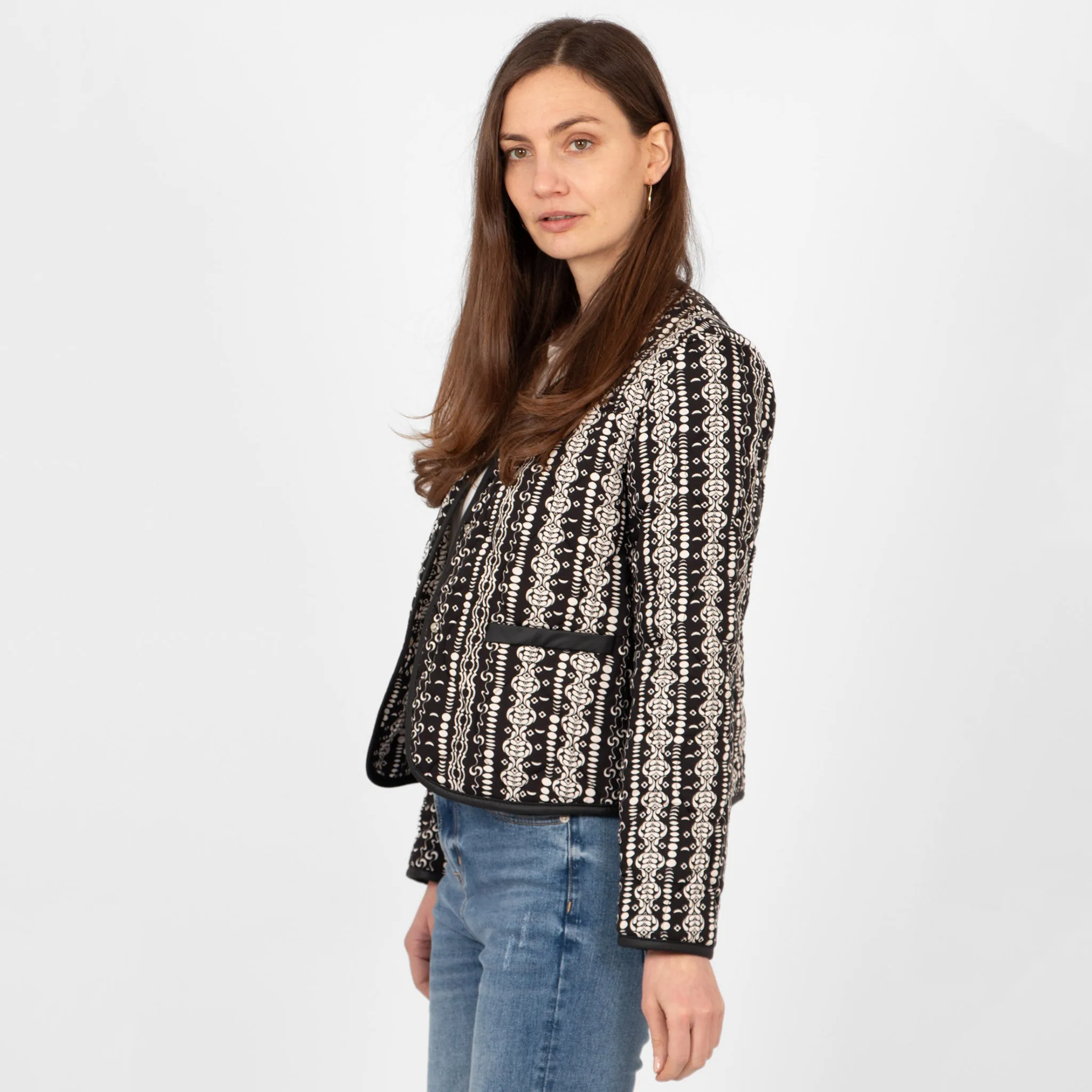 Greta Lightweight Box Jacket - Black, Moroccan Style