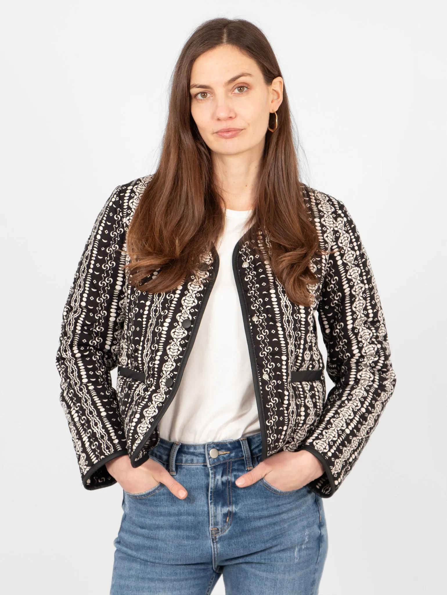 Greta Lightweight Box Jacket - Black, Moroccan Style