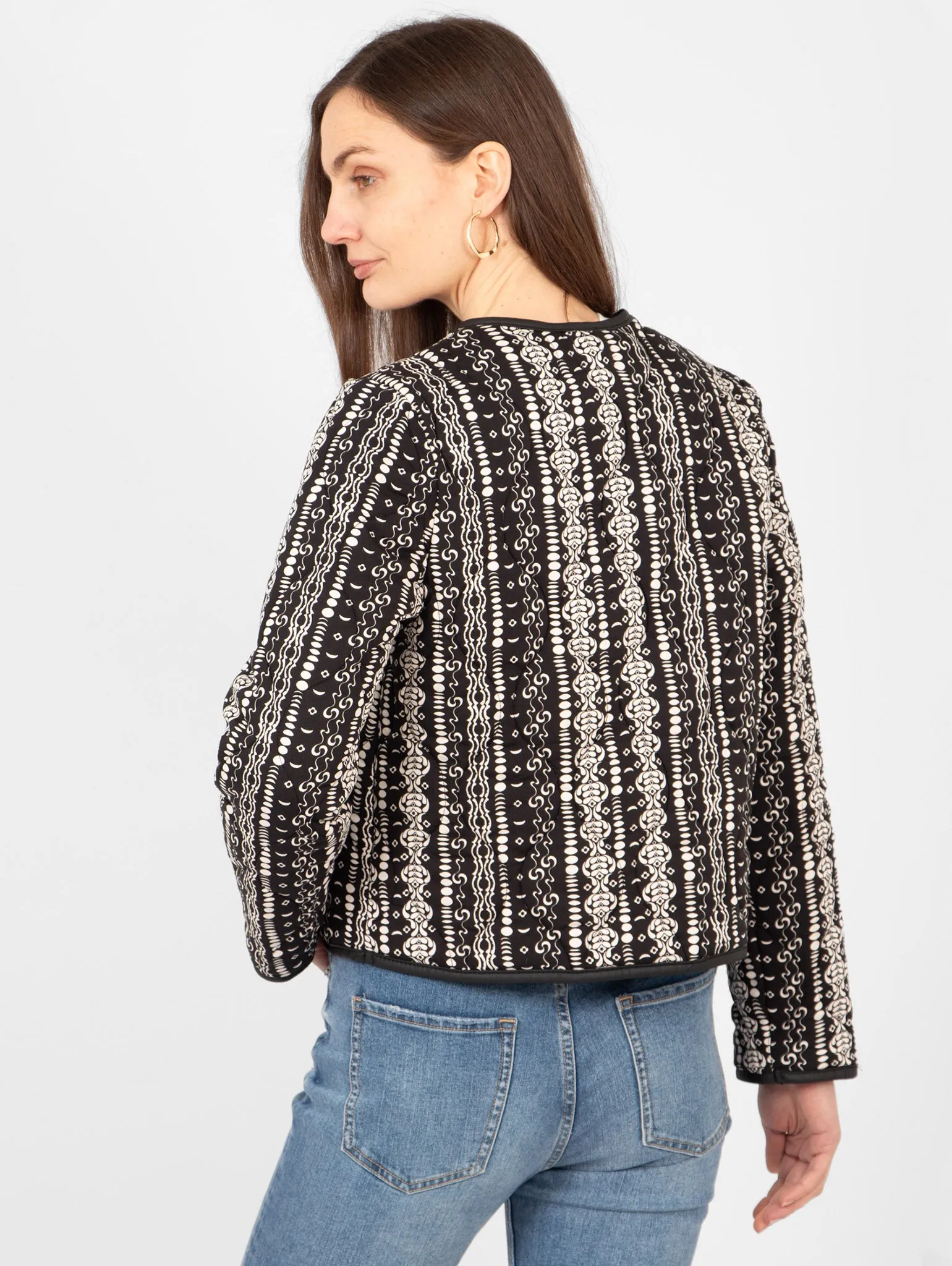 Greta Lightweight Box Jacket - Black, Moroccan Style