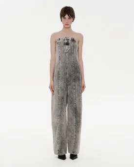 Grey Acid Wash Denim Overall