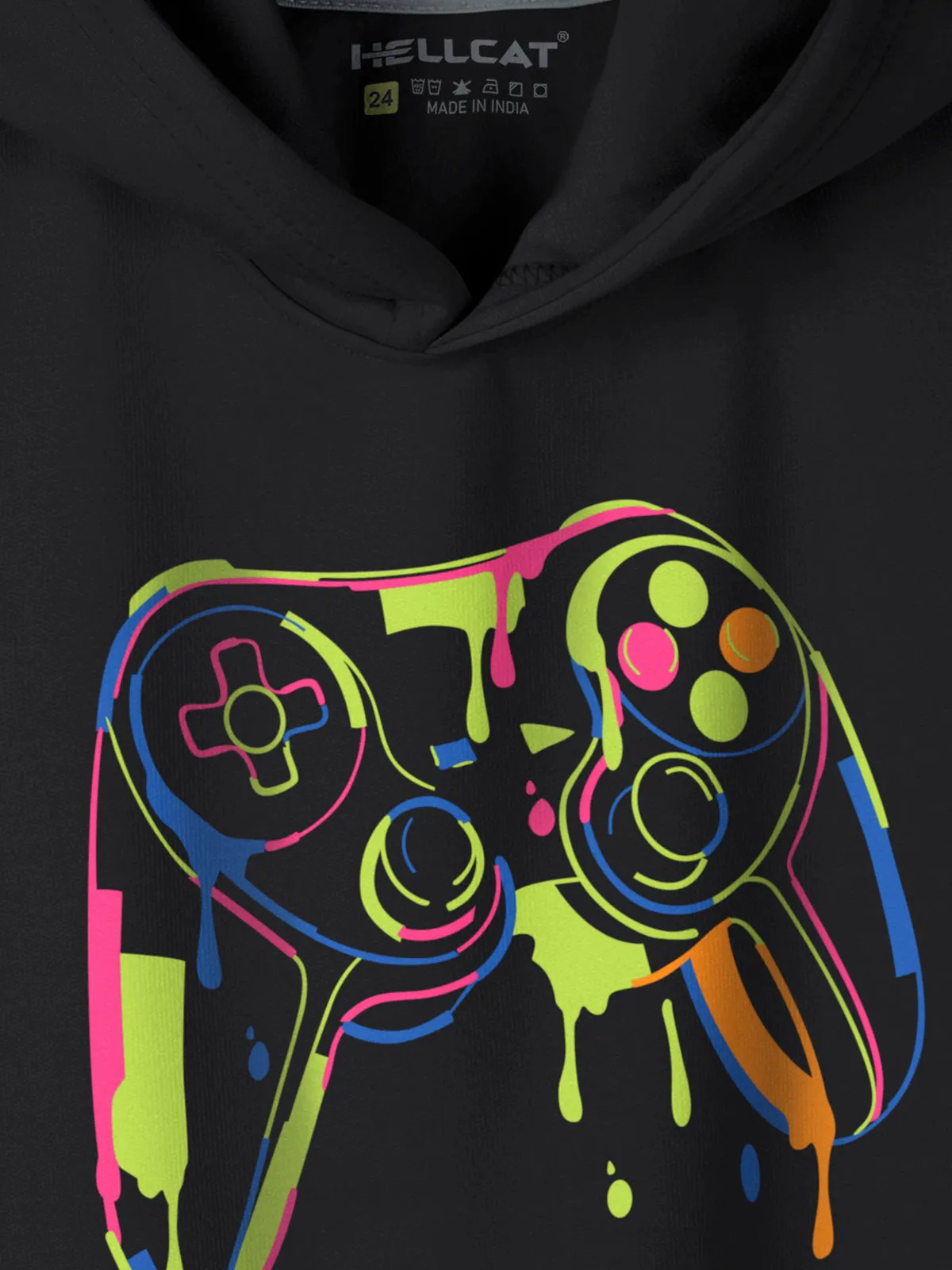 HELLCAT Black Trendy Printed Cotton Blend Hoodie Sweatshirt For Boys