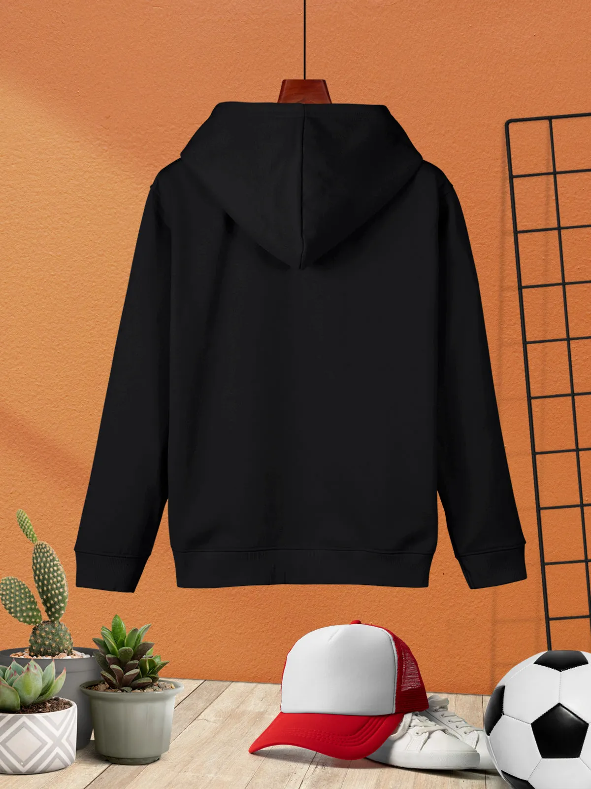 HELLCAT Black Trendy Printed Cotton Blend Hoodie Sweatshirt For Boys