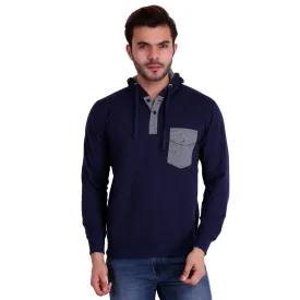HiFlyers Full Sleeve Solid Men Sweatshirt - Dark Blue