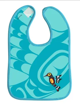 Hummingbird Bib perfect for babies and toddlers, design by Native Artist Francis Dick