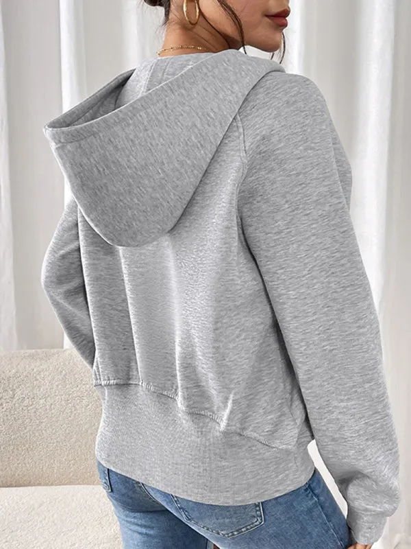 Joan Long-sleeved Casual Hoodie Autumn And Winter New Style Plus Velvet Thickened Solid Color Pullover Sweater Top
