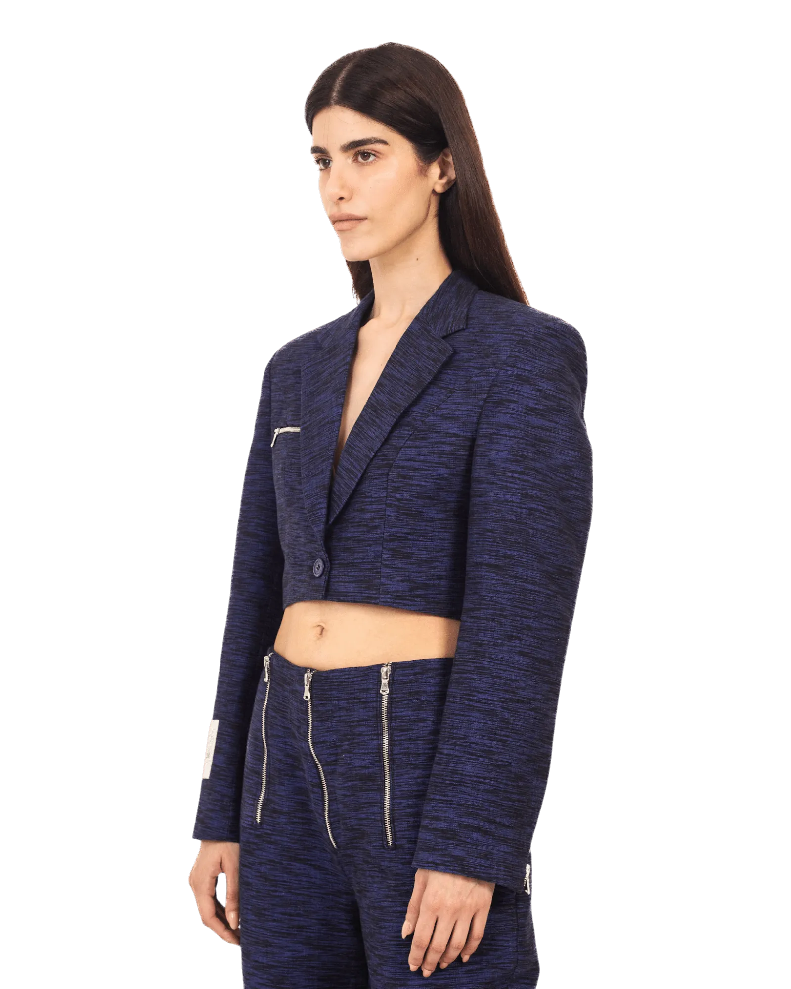 KHADDAR BLUE CROP BLAZER